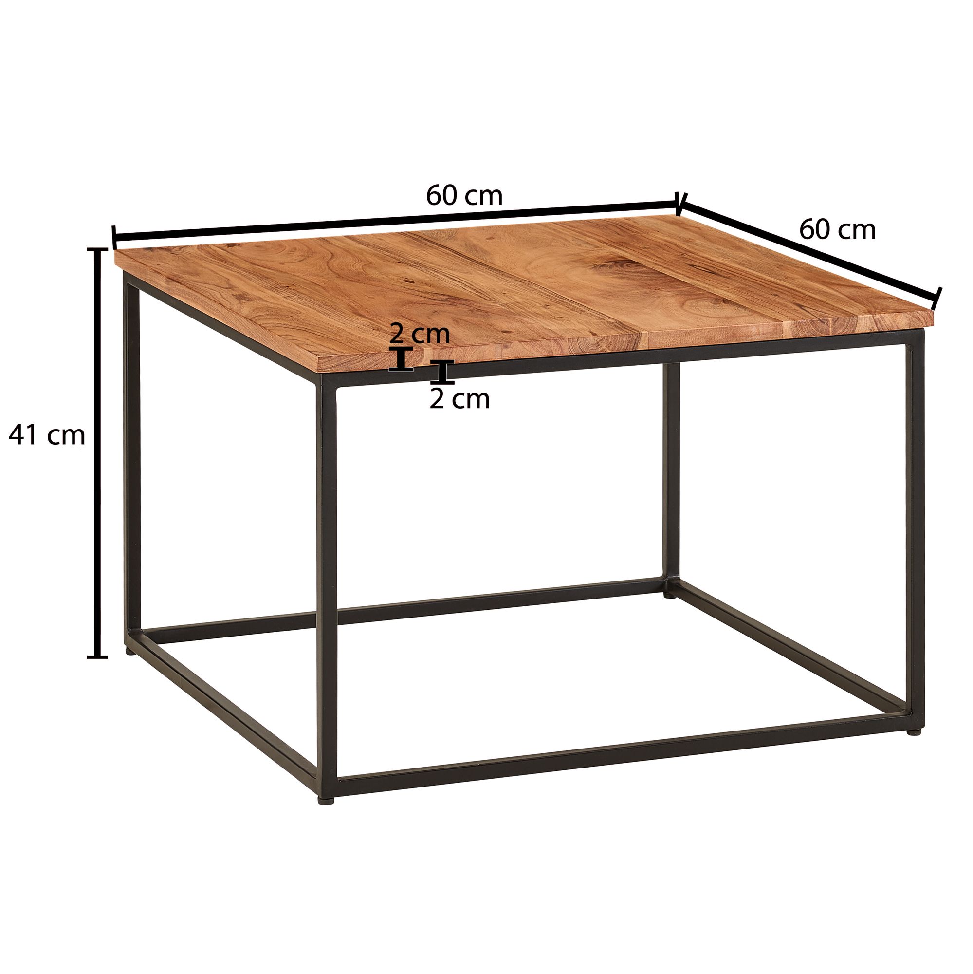 FineBuy Couchtisch Massivholz 60x60x41 cm Wohnzimmertisch Sofatisch Quadratisch