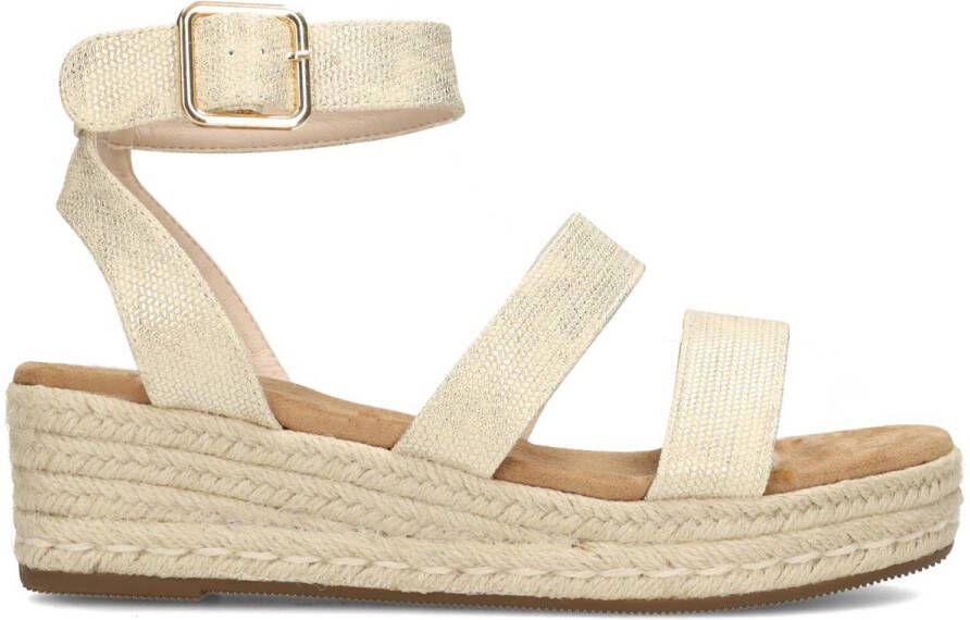 POSH by Poelman JUNE Dames Sandalen Goud Met Beige