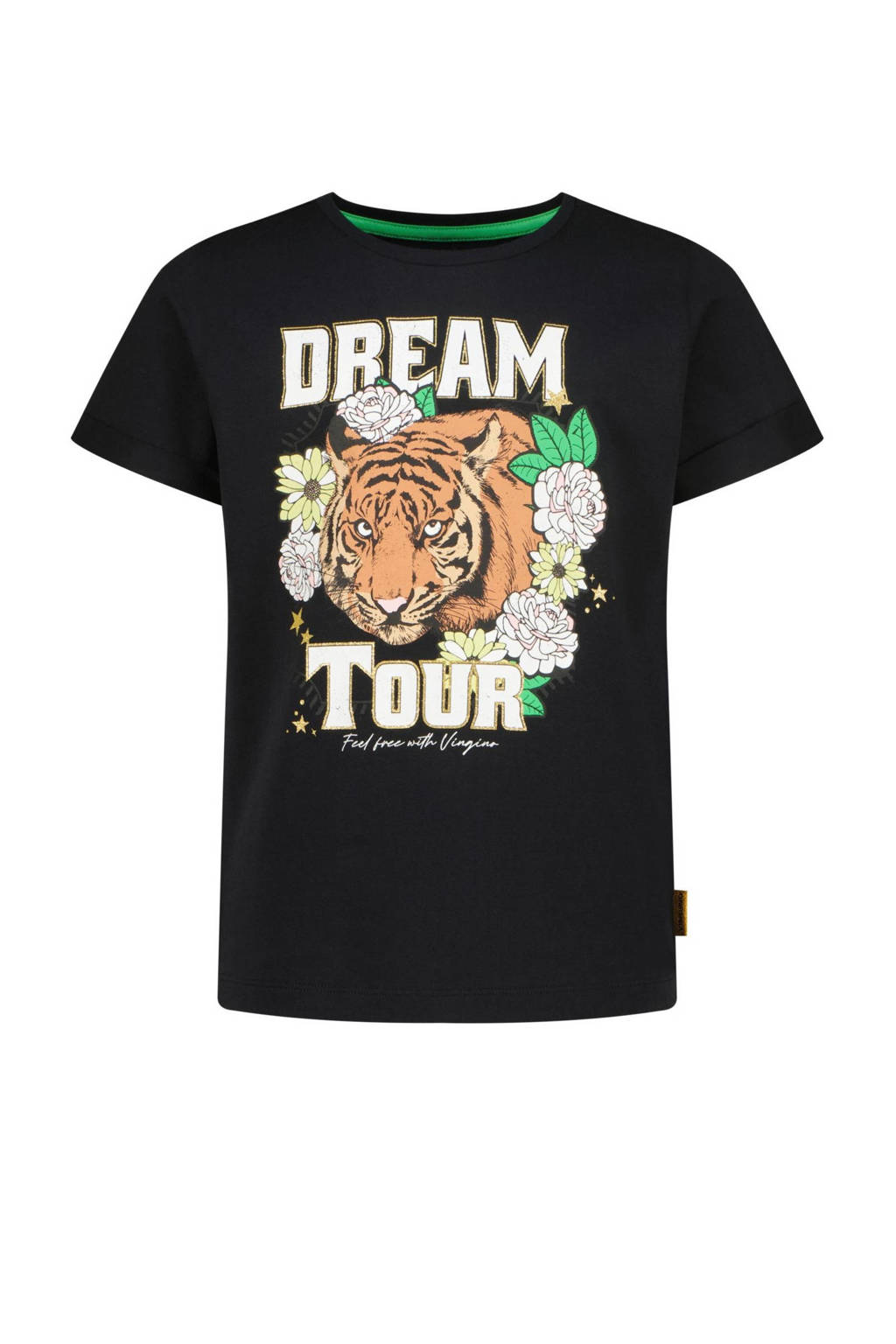 Vingino T-shirt Hafsa met printopdruk zwart