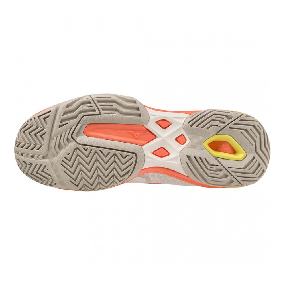 Mizuno WAVE EXCEED LIGHT AC - Chaussures tennis Femme snow white/fusion coral/s.spring