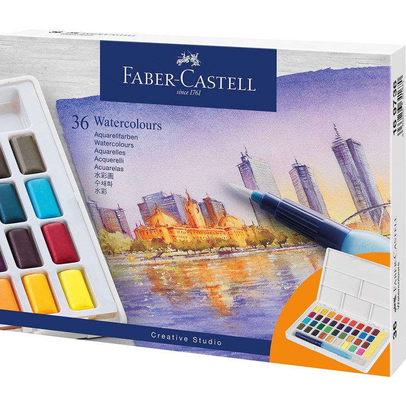 Faber-Castell<br>Vandfarver med Pensel 36 stk