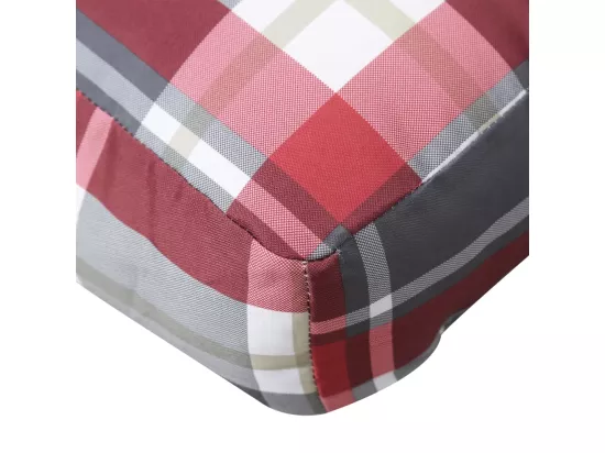 Coussin de palette motif à carreaux rouge 80x80x12 cm tissu