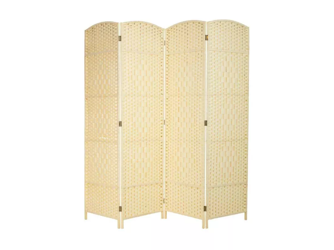 Paravent en osier 4 panneaux 50(x4)x3x180
