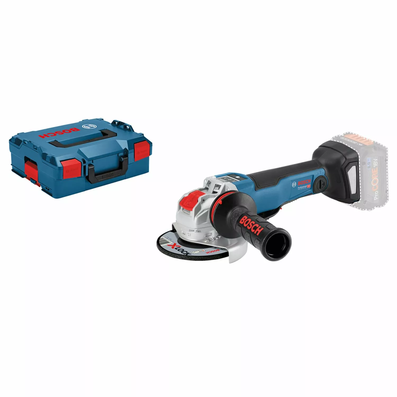 Bosch GWX 18 V-10 PSC 18V Li-Ion accu X-LOCK Haakse slijper body in L-Boxx - 125mm - variabel - koolborstelloos - Simply Connected