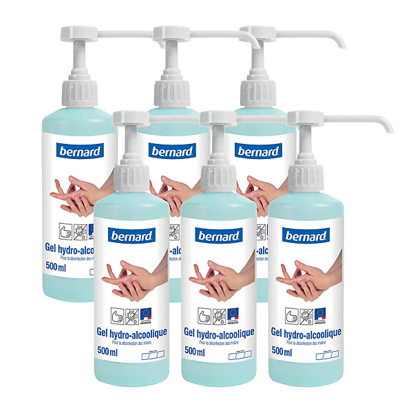 Gel hydroalcoolique mains Bernard 500 ml, par 6