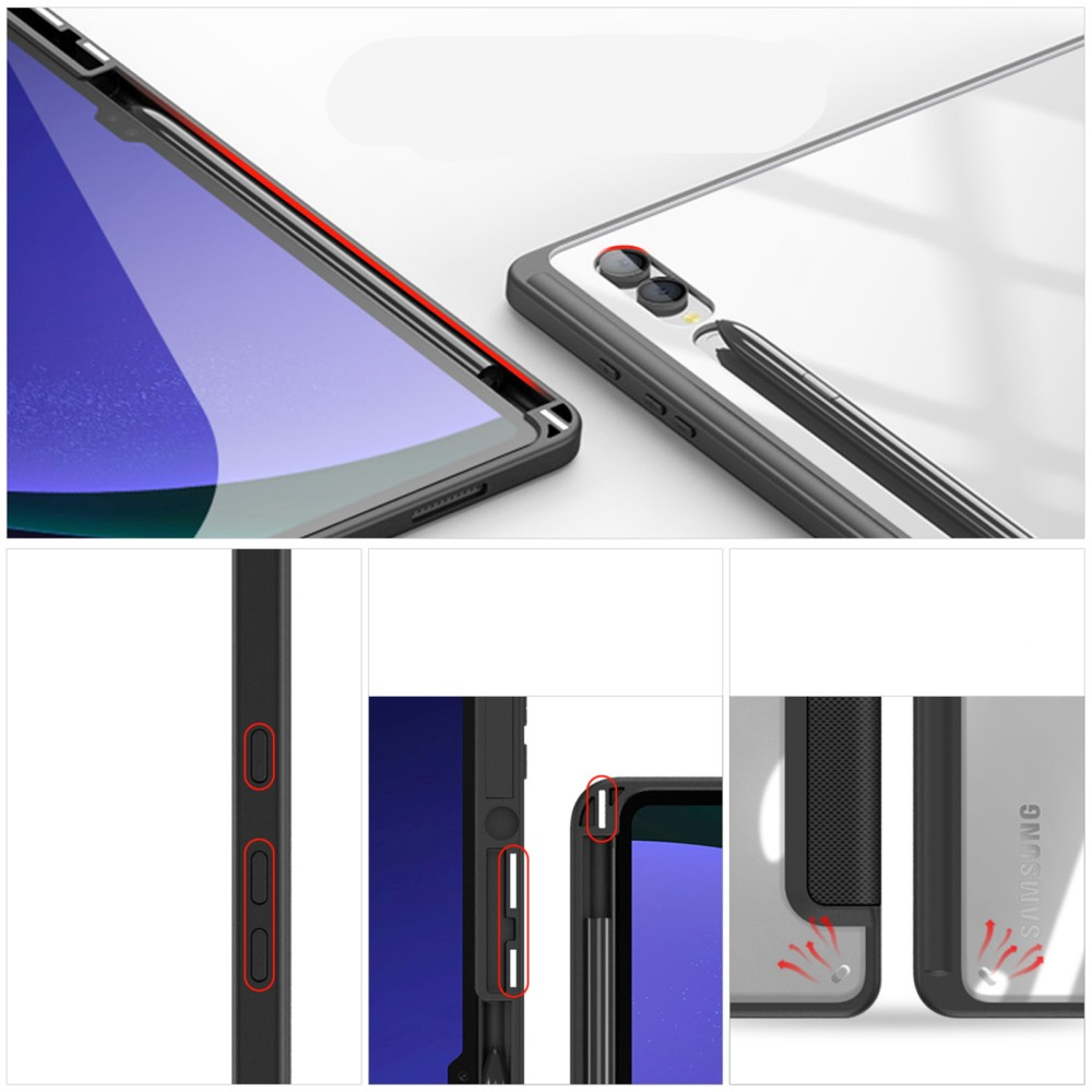 Samsung Galaxy Tab S10 Ultra Leder Tasche Smart Cover Schutzhülle - Schwarz