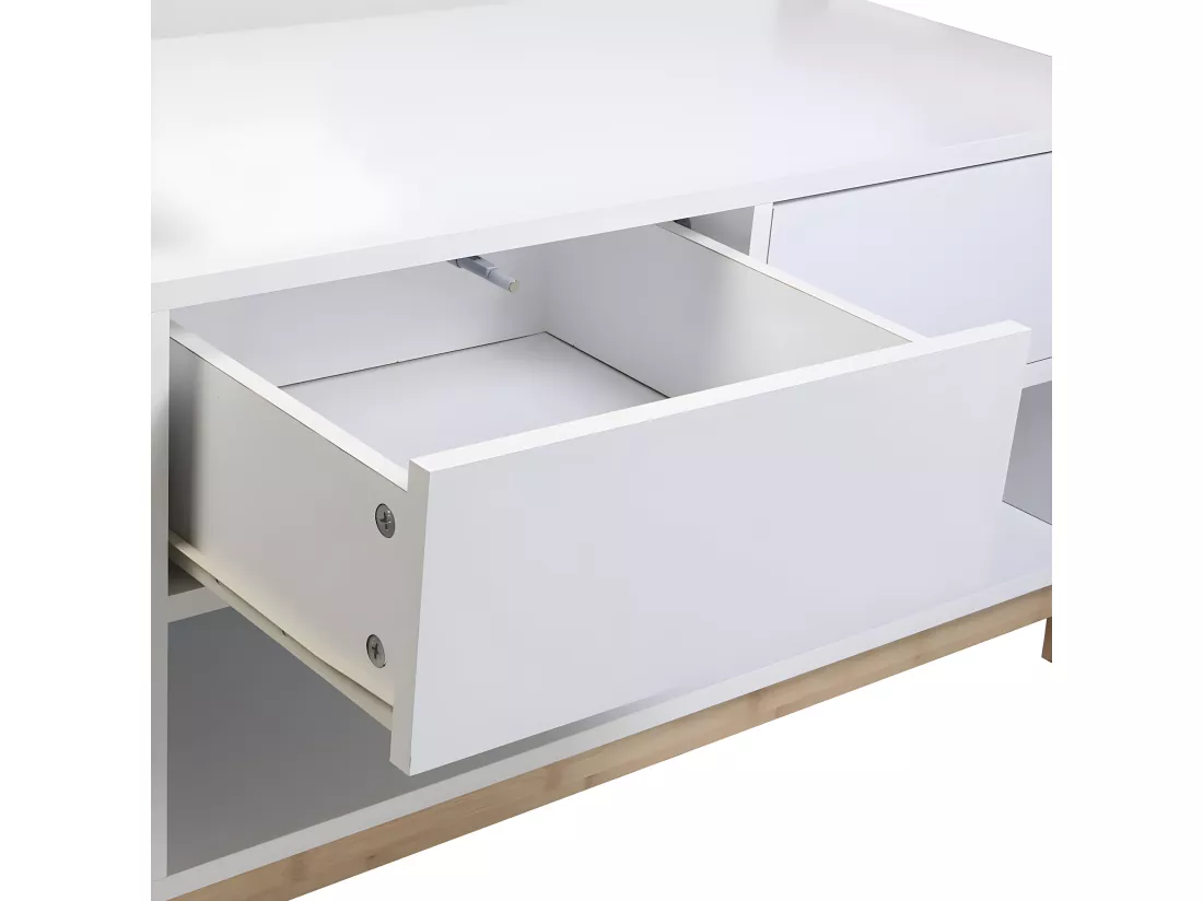 TARNBY - Meuble de Rangement Naturel et Blanc