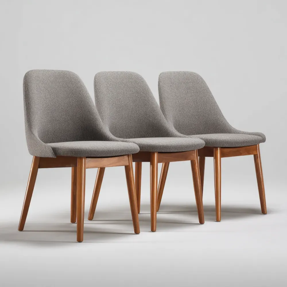 Esszimmerstuhl Set 52x48x85 cm Stoffpolster - Grau - Modernes Design