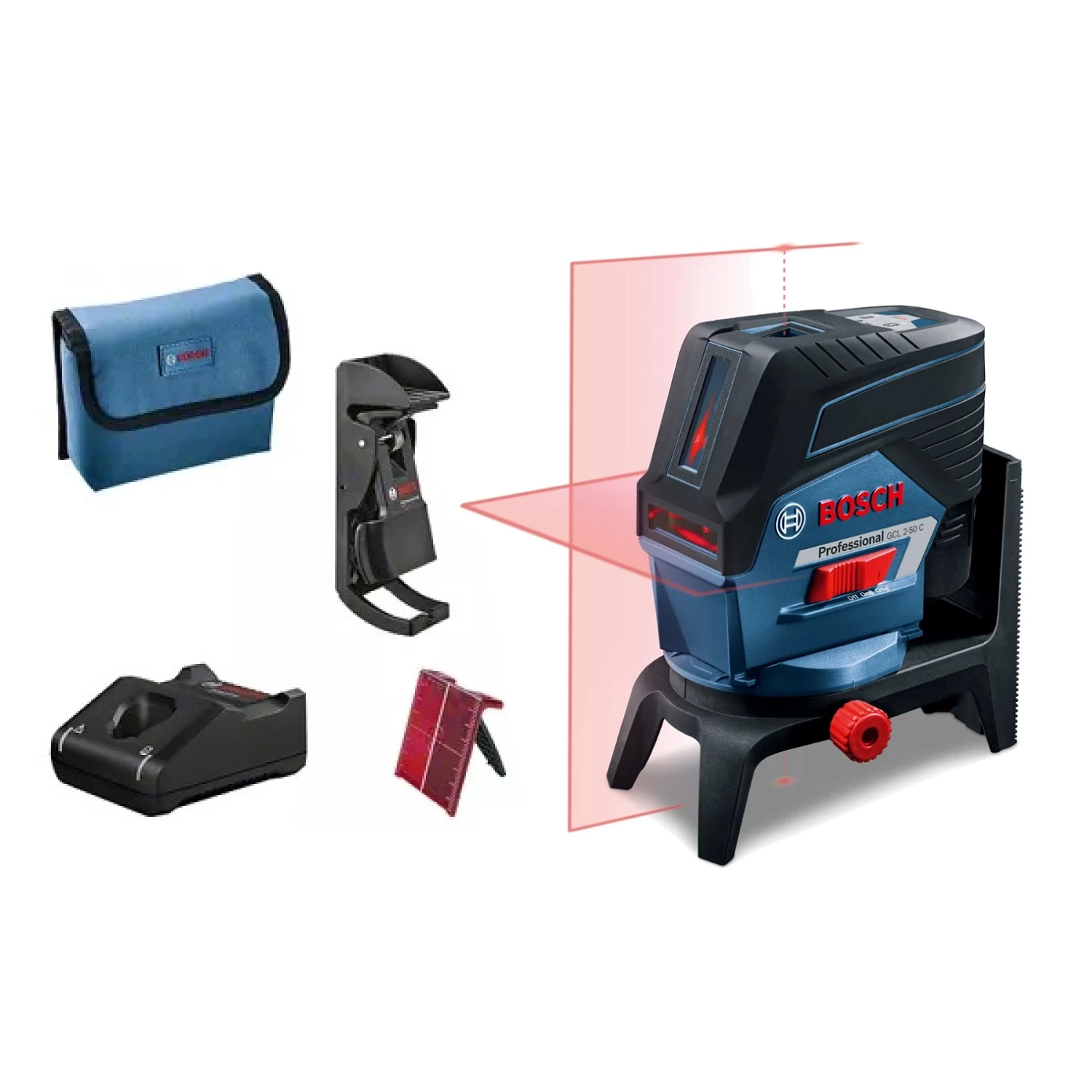 Bosch GCL 2-50 C 12V Li-Ion accu Kruislijnlaser incl. AA adapter in etui - 20m