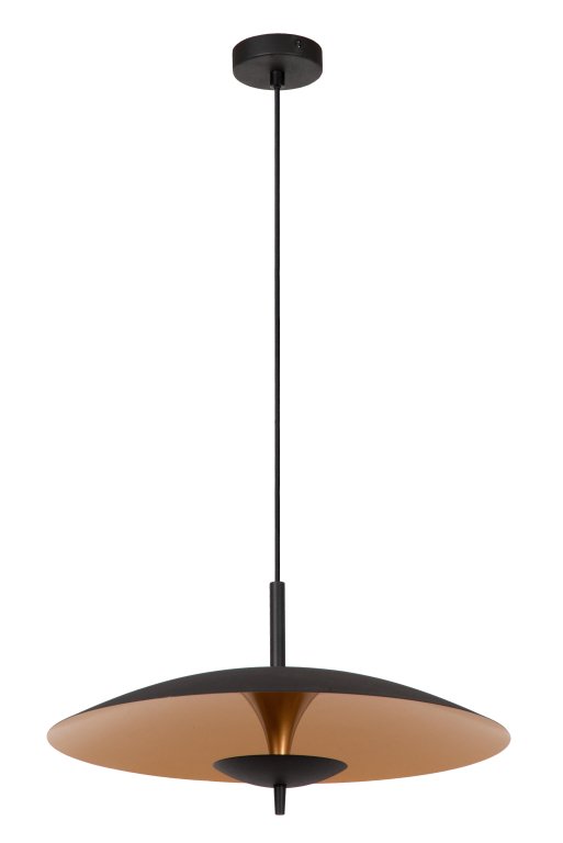 Lucide Vulcan hanglamp Ø47 zwart/messing