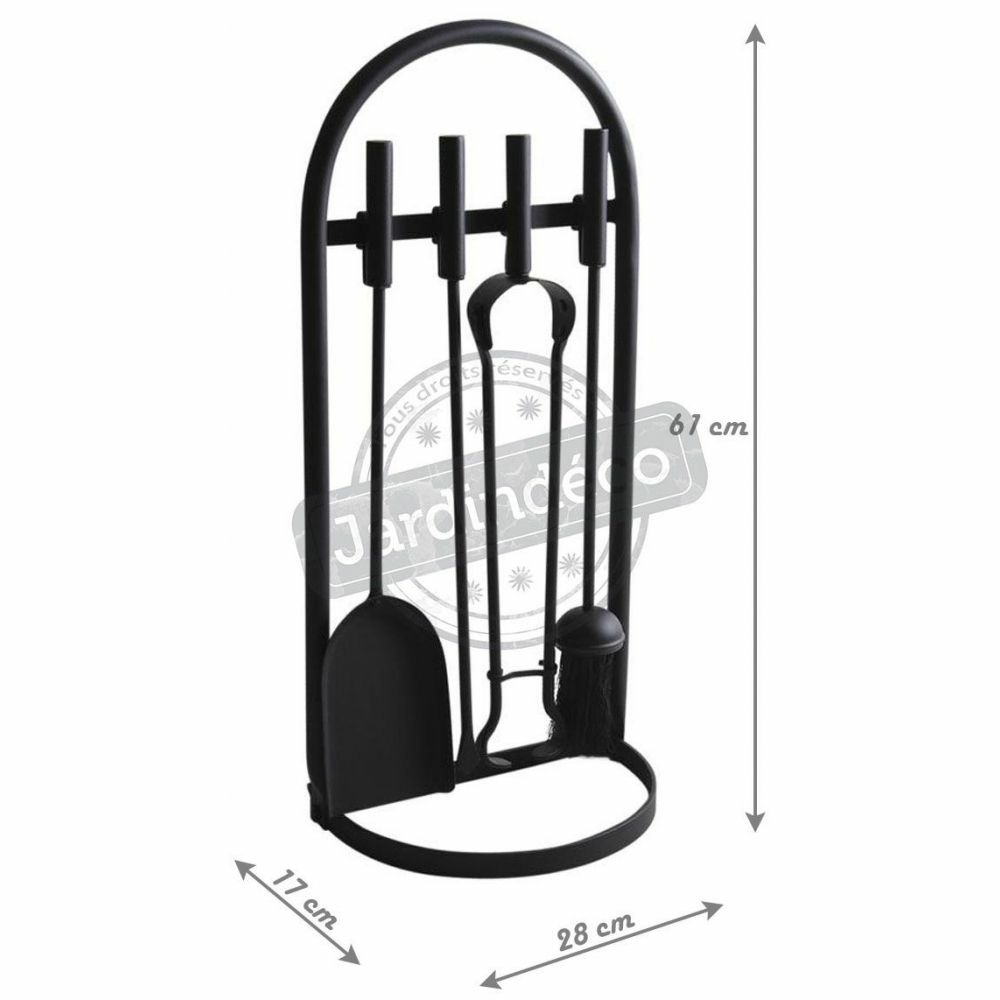 Valet de cheminée 4 accessoires métal noir