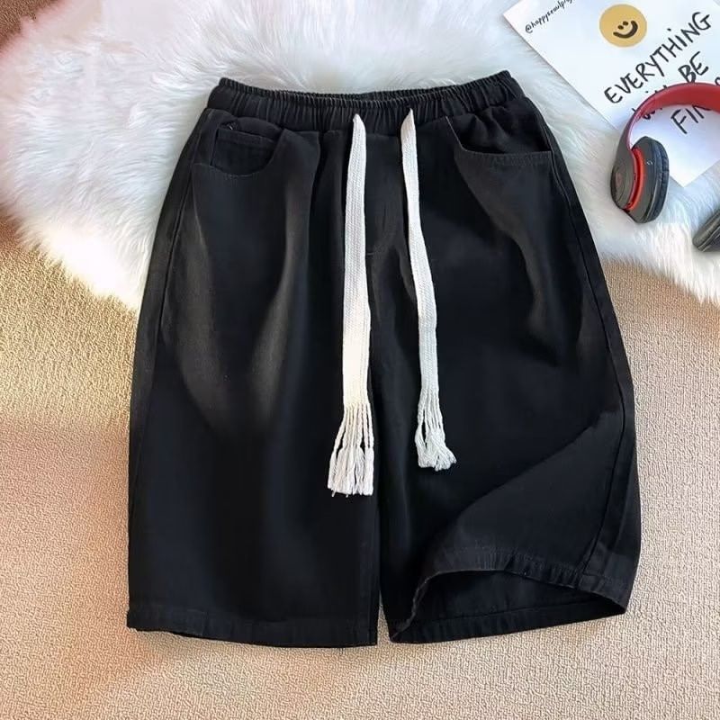 Acrius - Gewassen denim shorts met trekkoordtaille