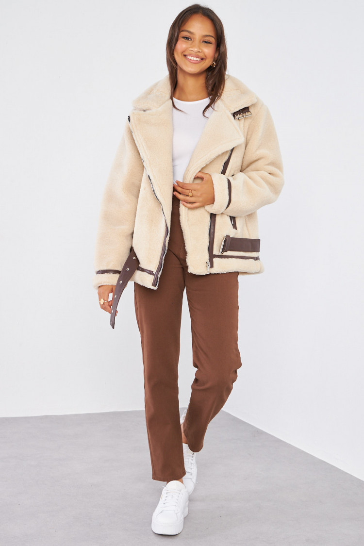 Perfecto beige en fourrure