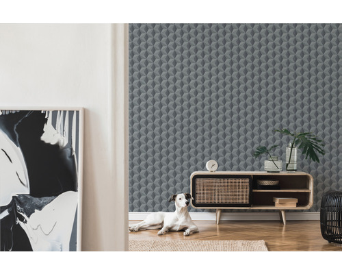 Vliesbehang 96255-2 New Life Cube grijs glitter