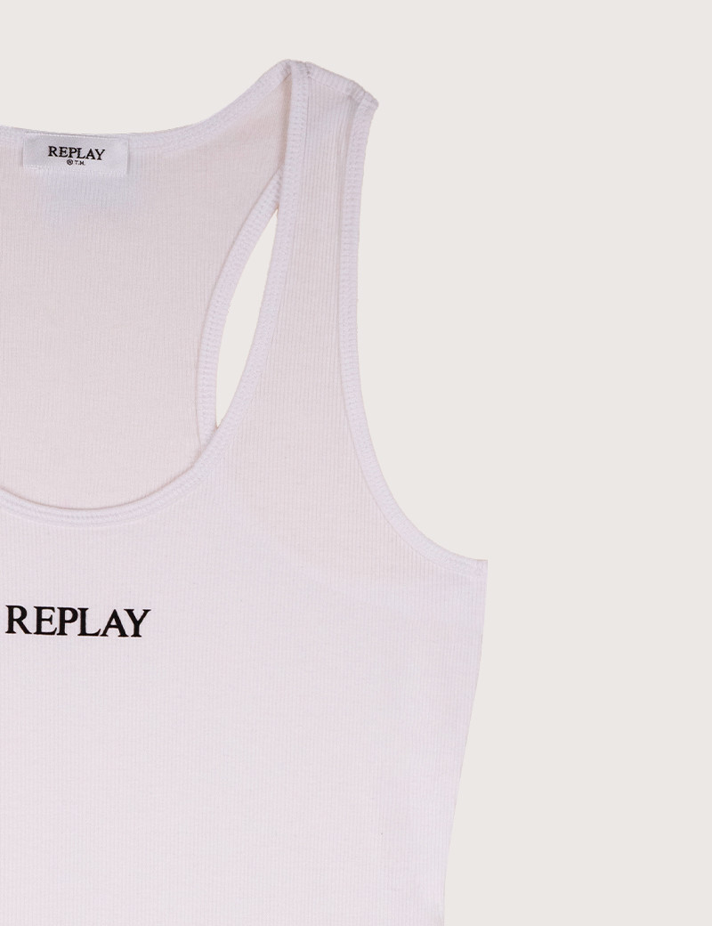 REPLAY TOP FEMME SLIM BLANC