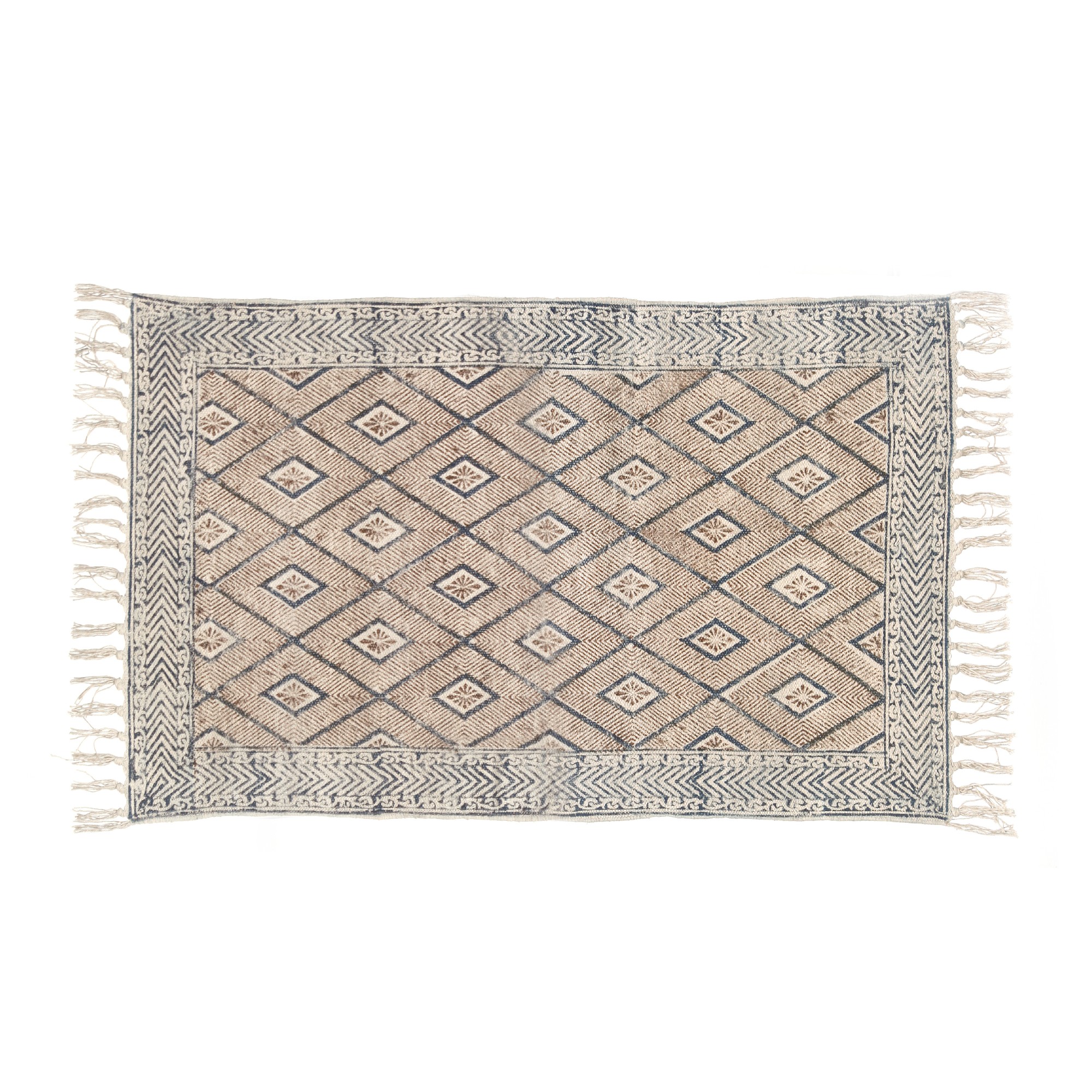 Mini-Rug 'Parli', weiß, rot-blau, T 60 cm, B 90 cm von fischer's lagerhaus
