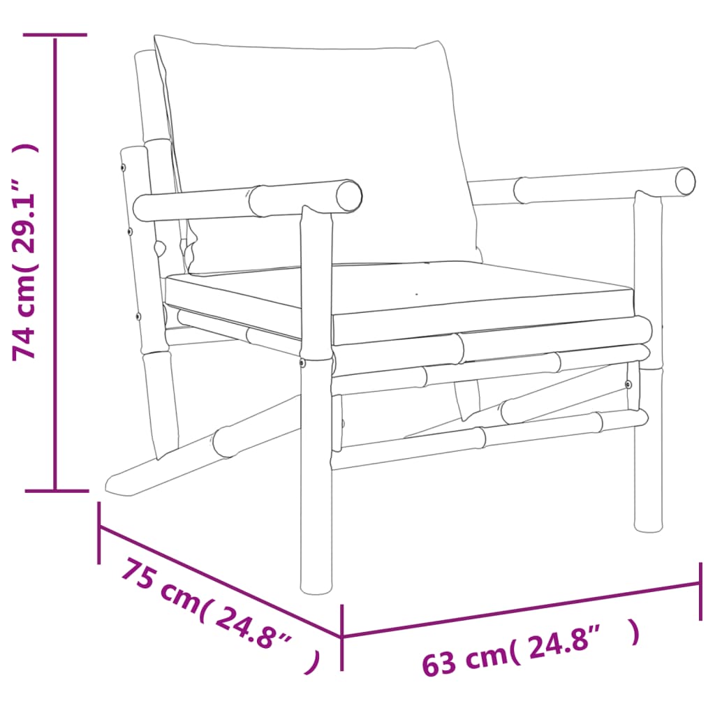 Salon de jardin meuble d'extérieur ensemble de mobilier 4 pièces avec coussins gris foncé bambou