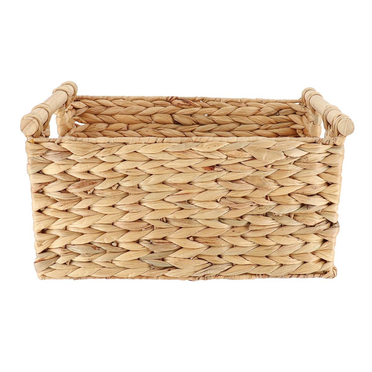 PANIER RECTANGLE JACINTHE POIGNEES BOIS 36X28X18CM NATUREL