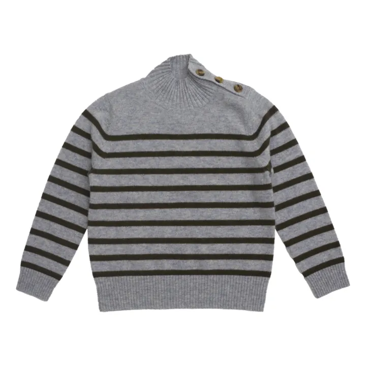 Holmm Pull Col Roulé Cachemire Rayé Opal | Gris