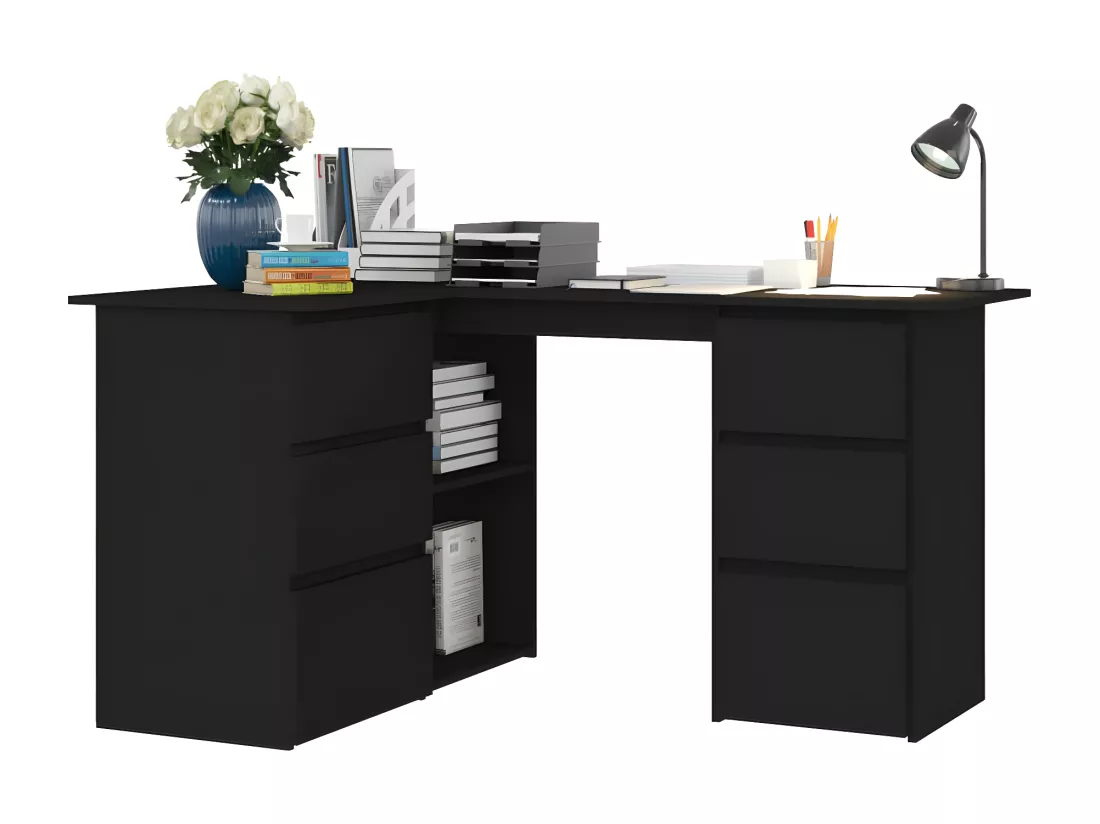 Bureau d'angle Noir 145x100x76 cm Aggloméré