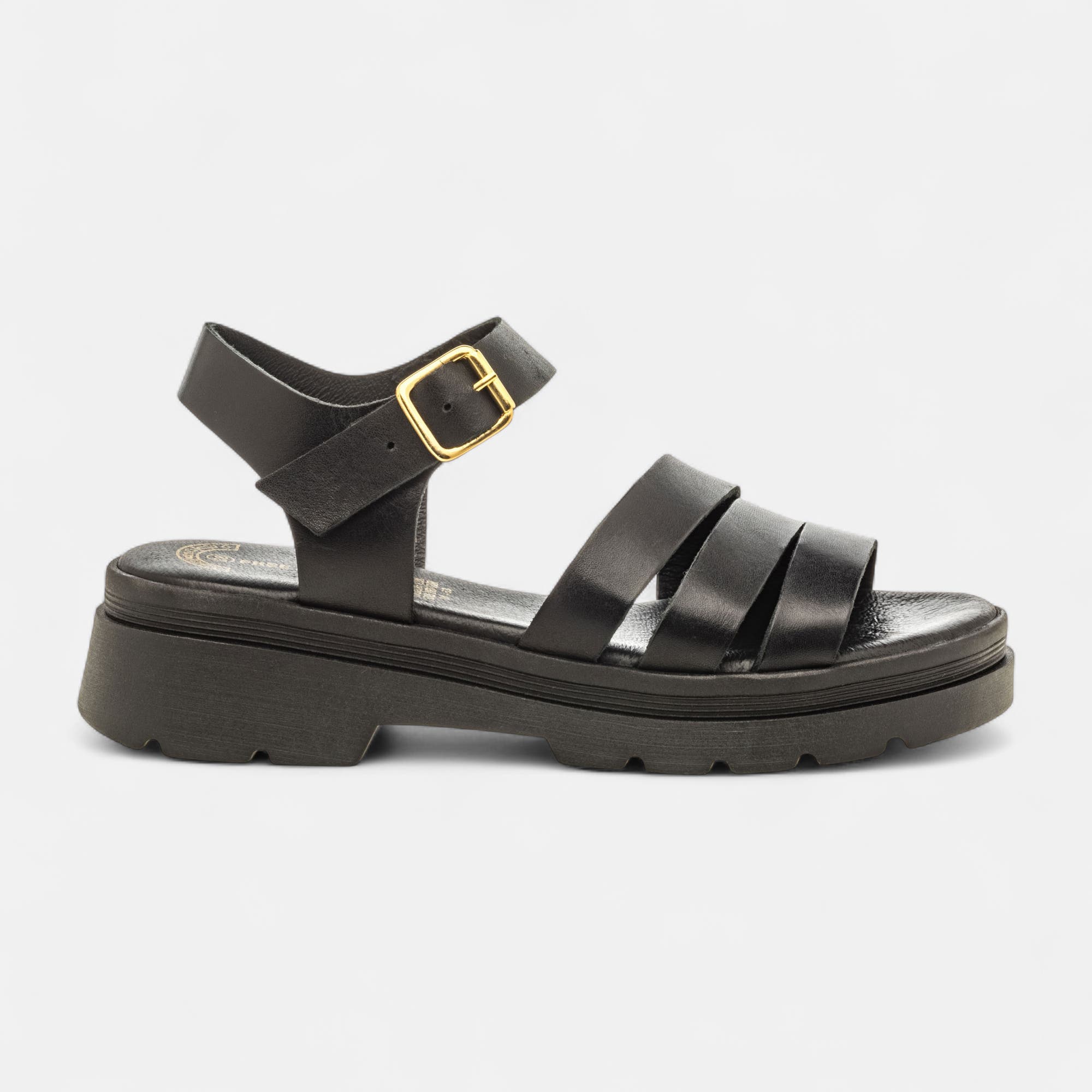 Sandales Femme en cuir noir