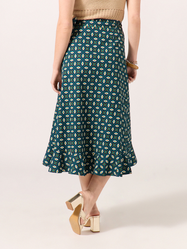 Jupe midi portefeuille 100% coton