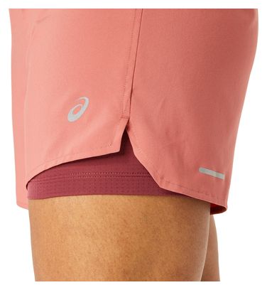 Short 2-en-1 Asics Road 5.5in Rose Femme