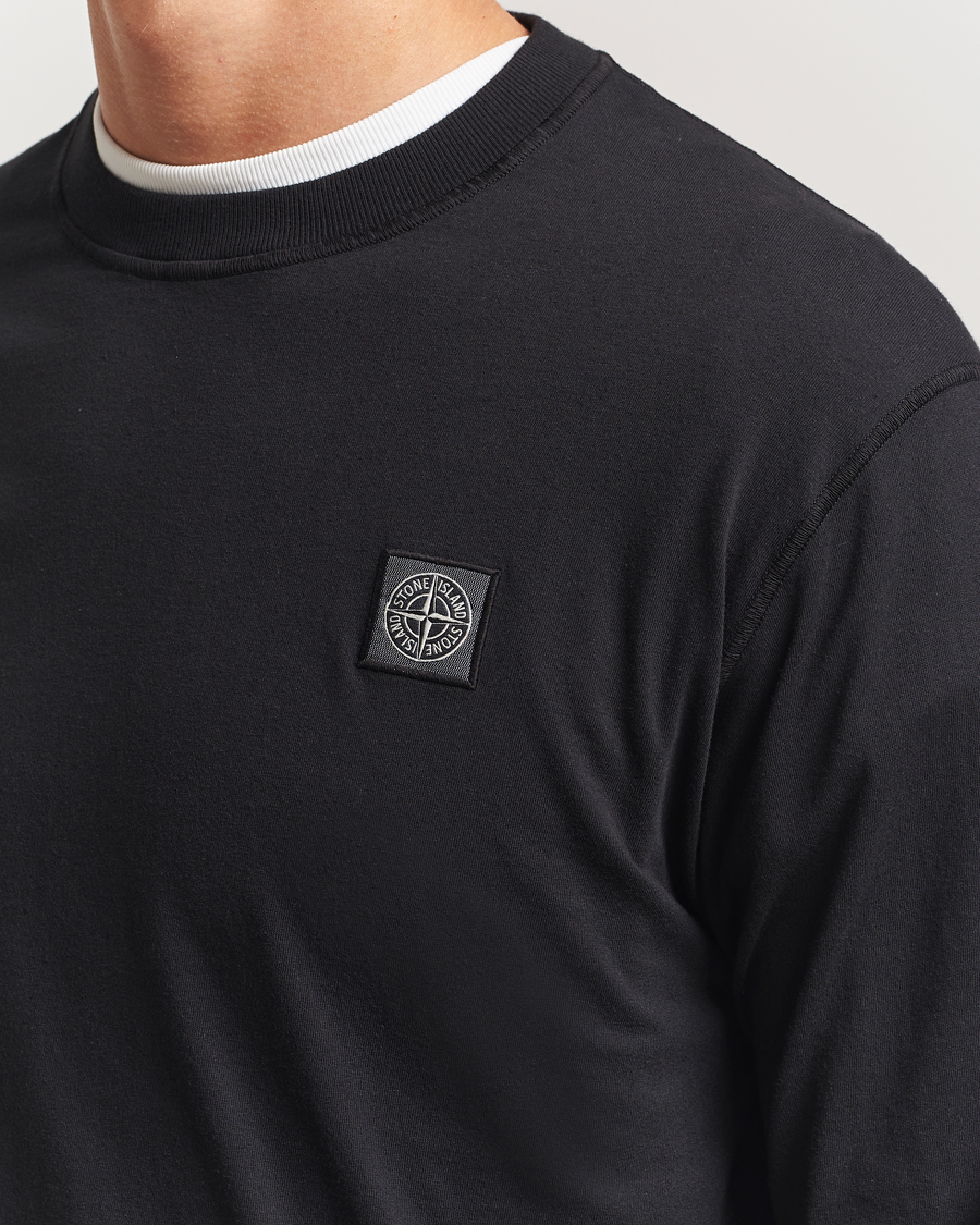 Stone Island Long Sleeve Garment Dyed Cotton Jersey T-Shirt Black