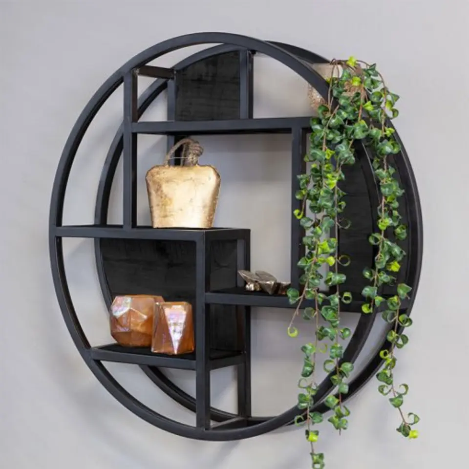 Furndea Orianna wandrek industrieel rond zwart - 16x75⌀cm