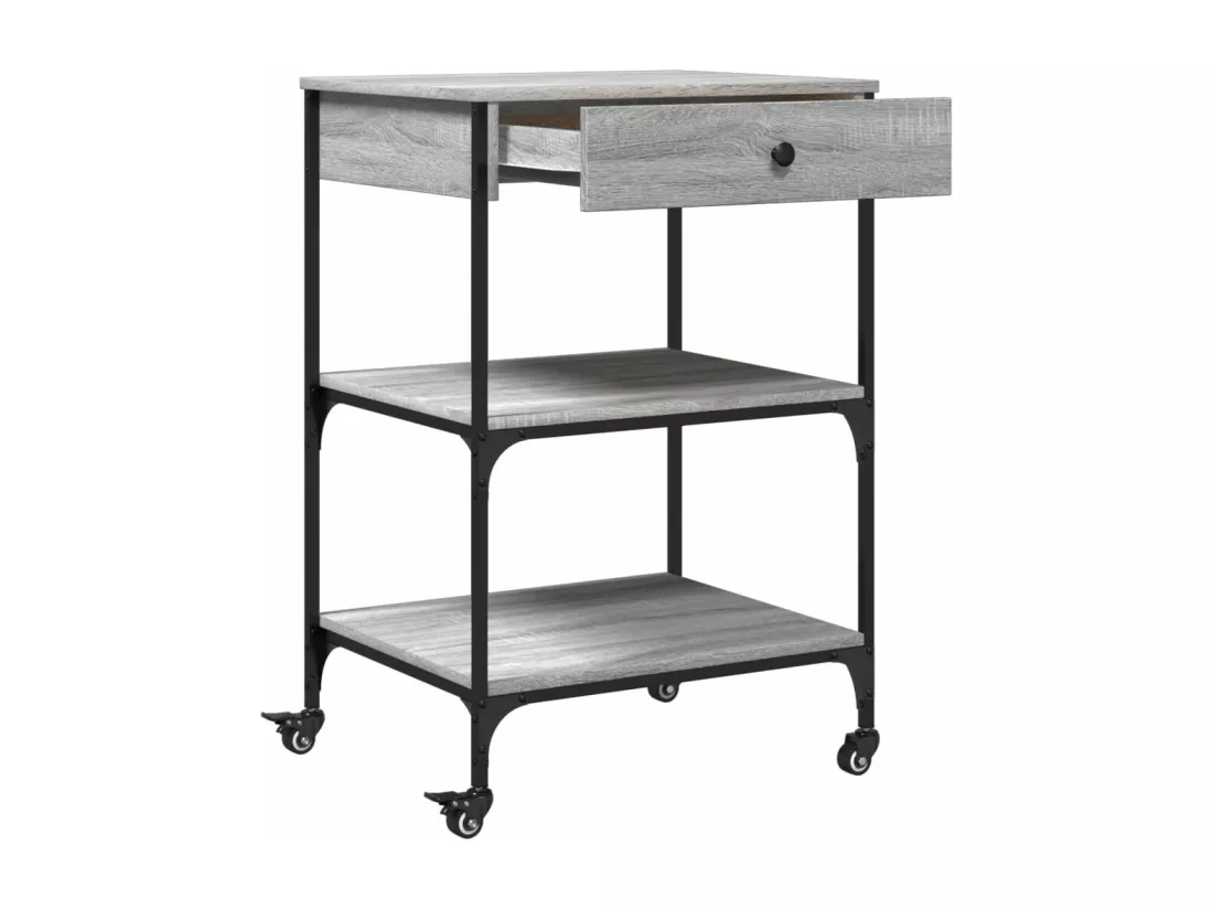 Chariot de cuisine sonoma gris 60x48x89,5 cm bois d'ingénierie