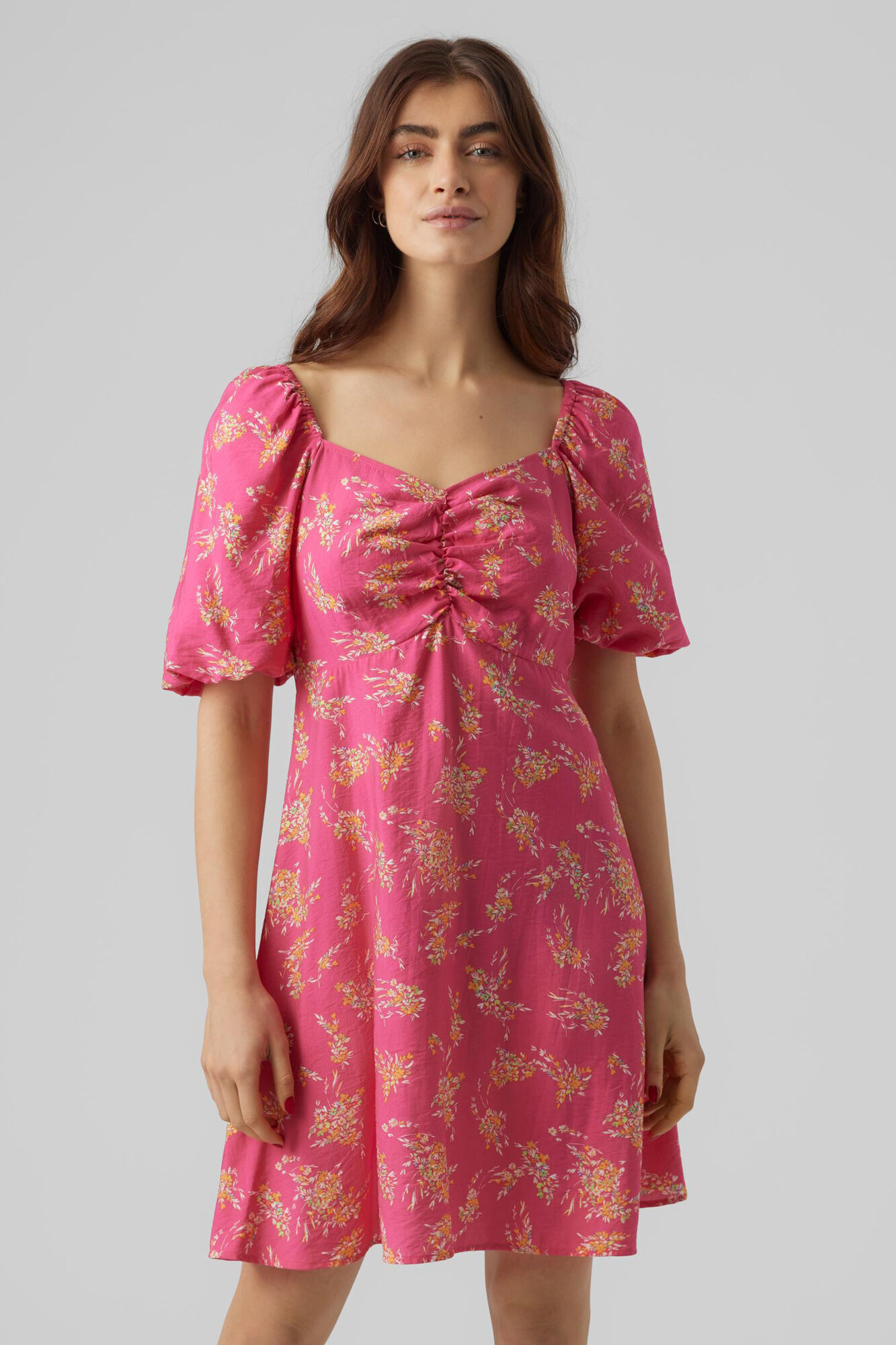 Vestido curto de manga 2/4 - Rosa