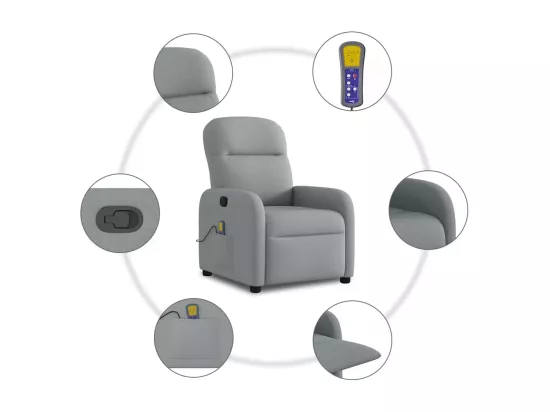 Fauteuil de massage inclinable Gris clair Tissu