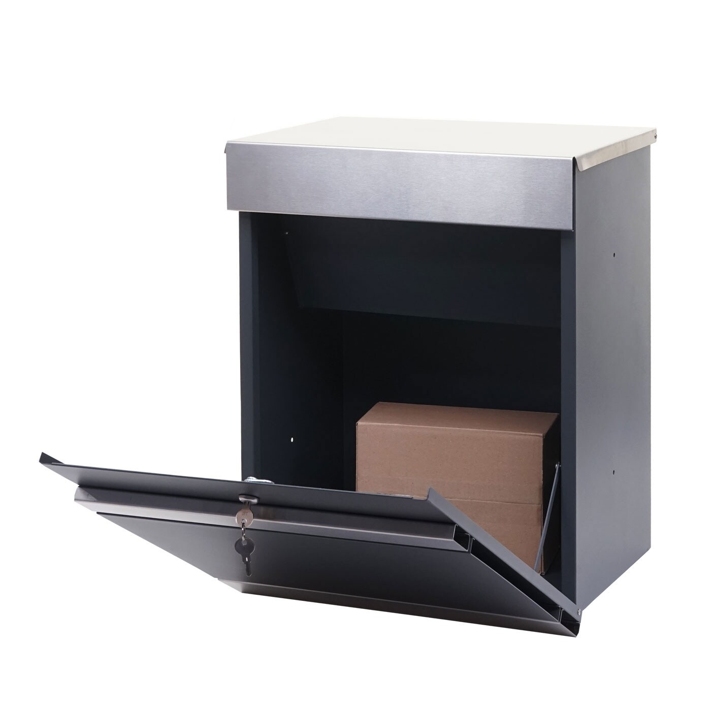 Paketkasten MCW-K41, Paketbox Paketfach Paketstation Briefkasten, Metall ~ Edelstahl verzinkt anthrazit
