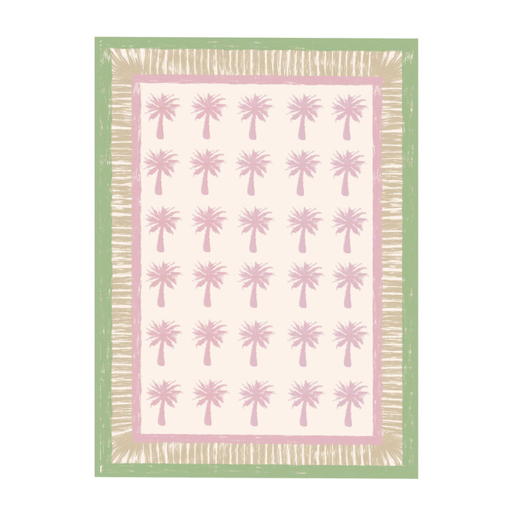 Buitenvloerkleed - Oasis Palm Roze/Groen | OEKO-TEX & Wasbaar