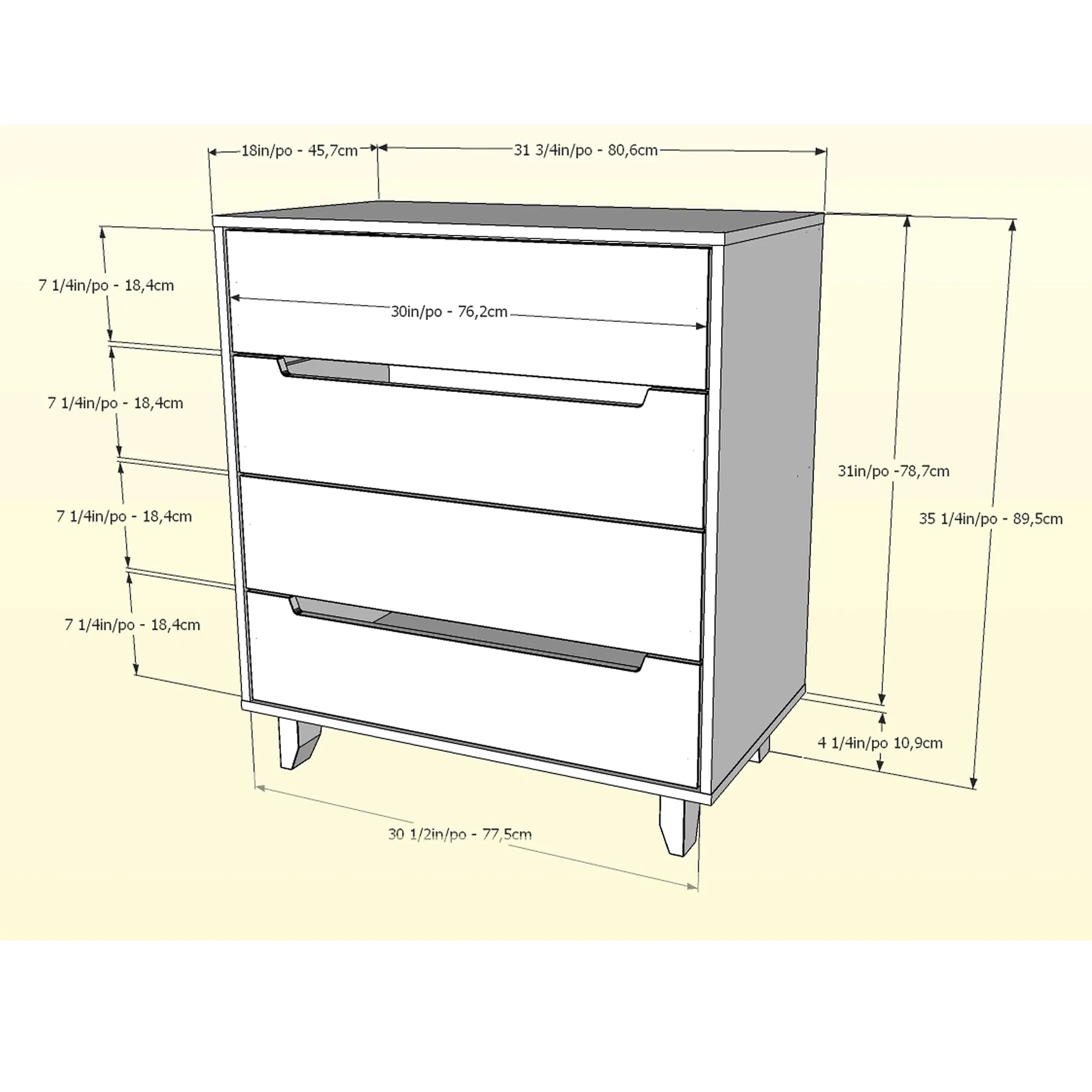 Nexera Bureau 4 Tiroirs Aston - Truffe et Noir