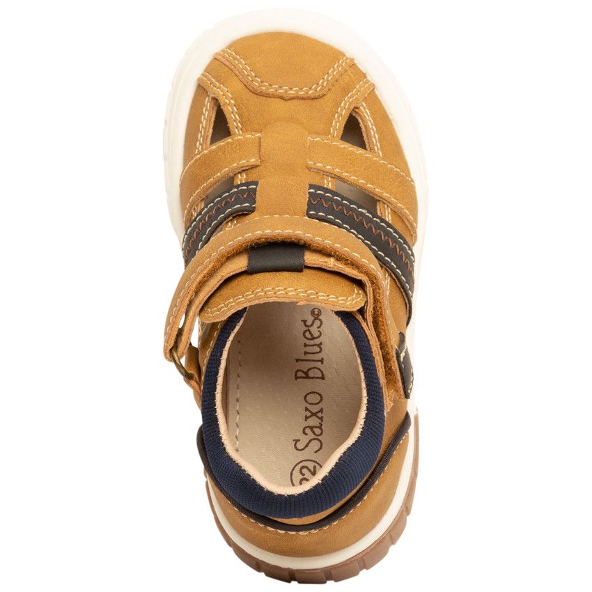 Nu-pieds effet cuir à scratch pour garçon - Marron