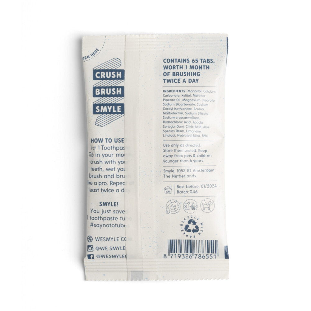 Smyle Tandpasta Tabs Navulling zonder Fluoride65 stuks
