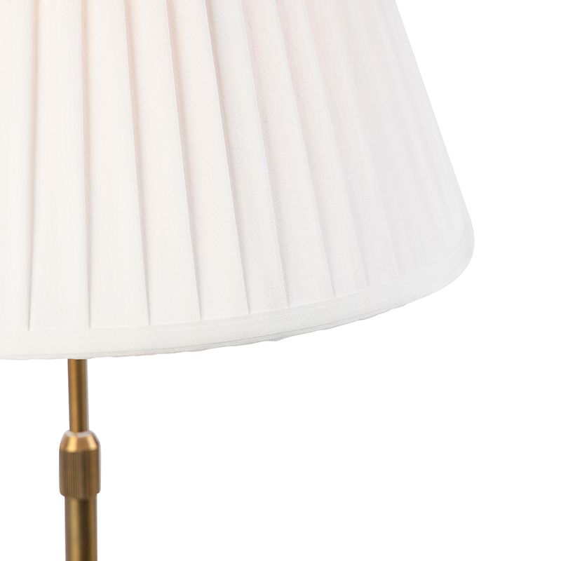 Bronze tafellamp met plisse kap wit 35cm - Parte