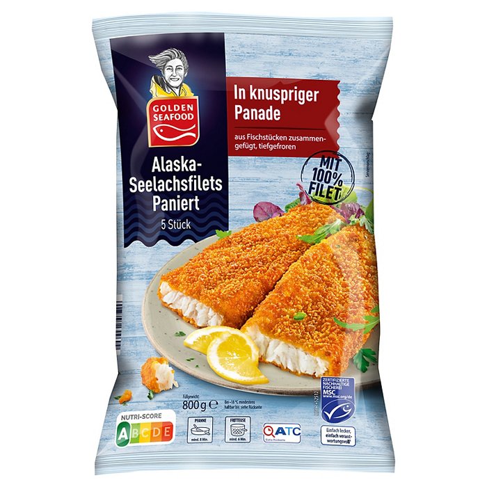 GOLDEN SEAFOOD Alaska Seelachs 0,8 kg, Paniert