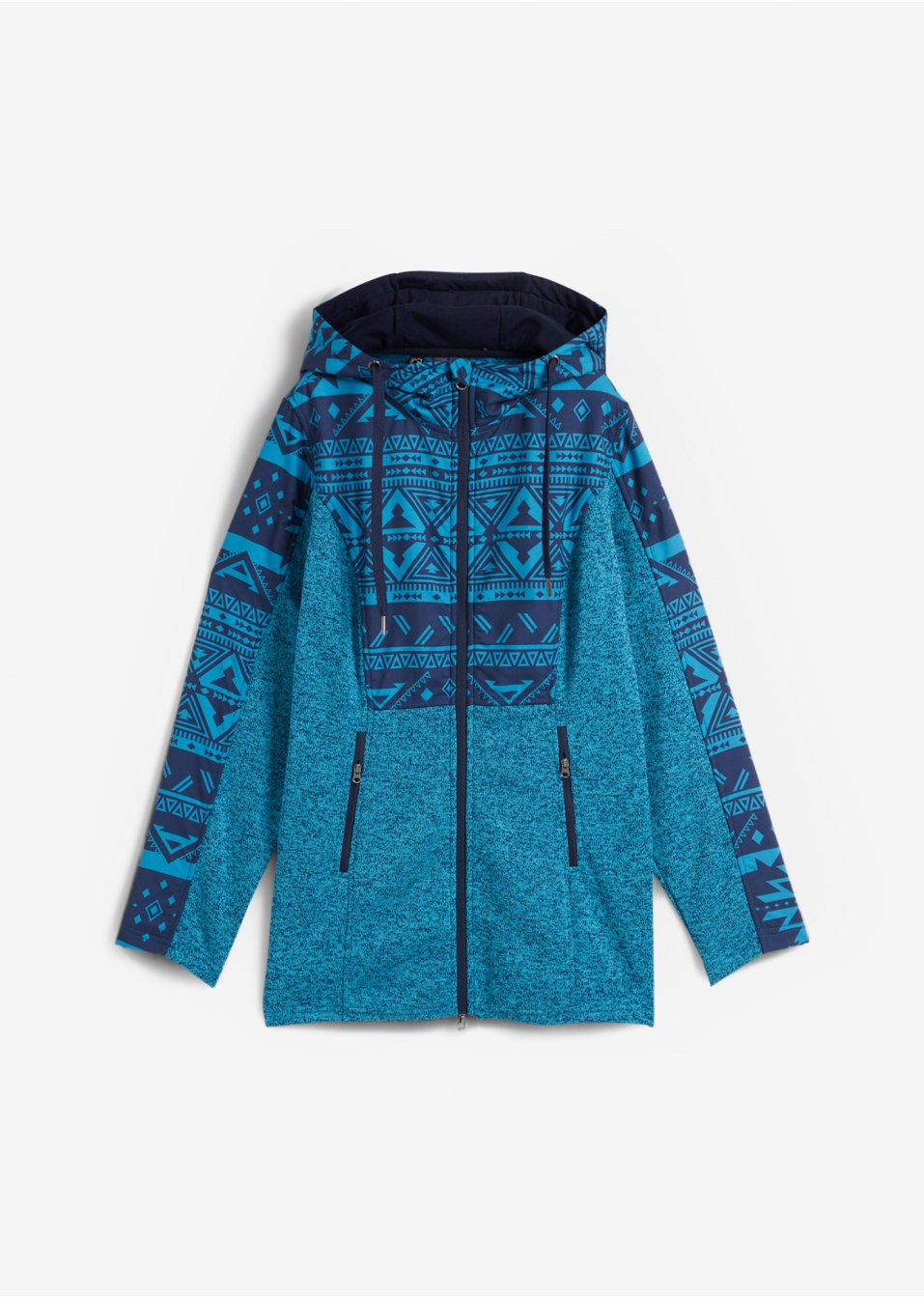 Veste polaire à capuche avec empiècement imprimé