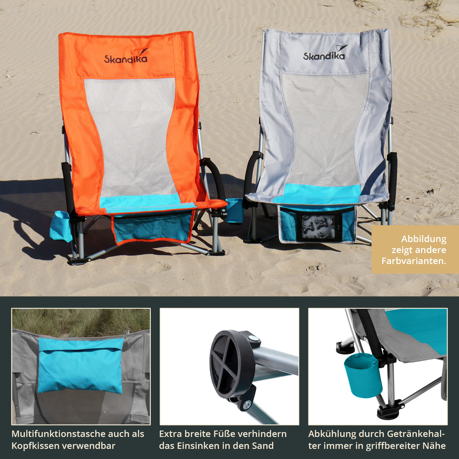 Skandika set van 2 Beach strandstoelen