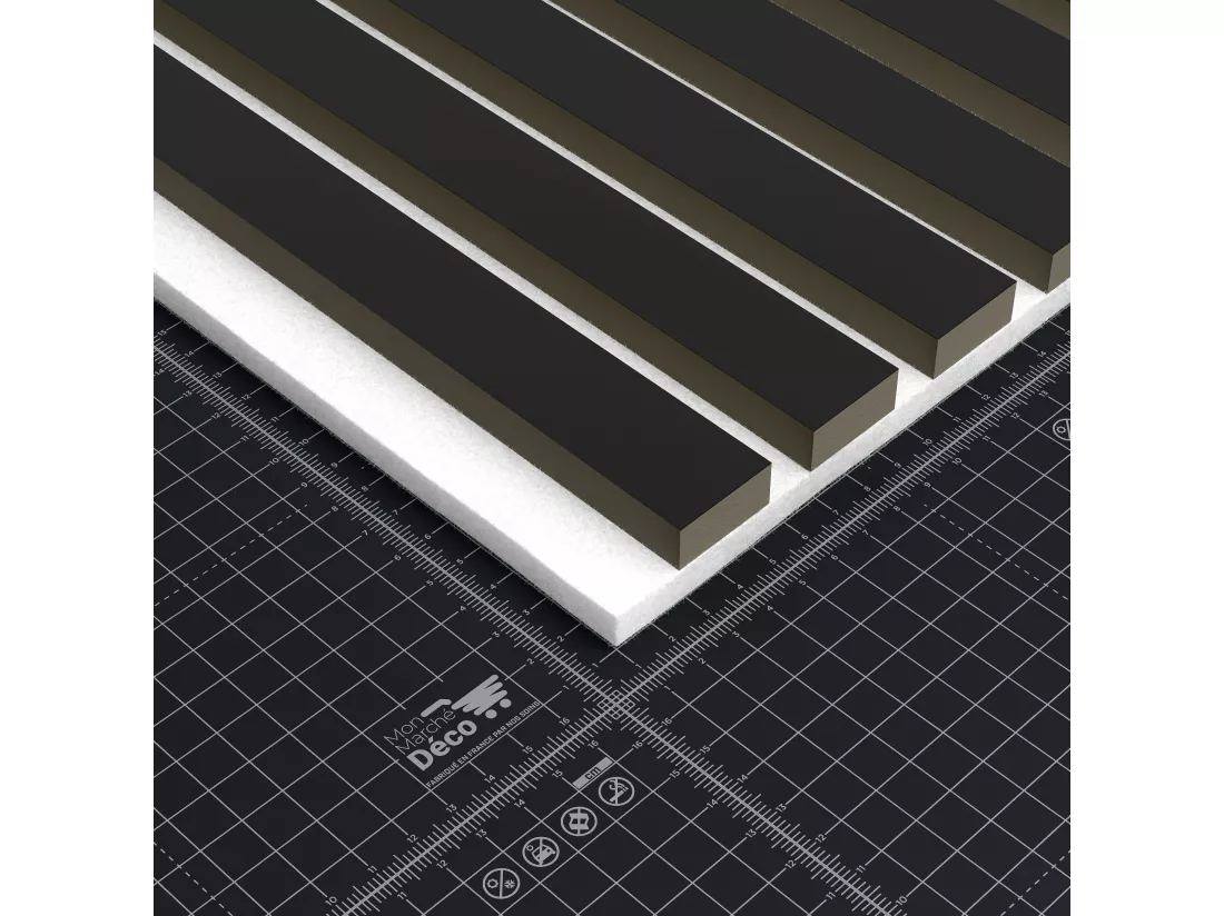 Lot de 2 Panneaux Tasseaux Bois - Noir Feutre Blanc - 2,88 m², 2400 x 600 mm, Mon Marché Déco