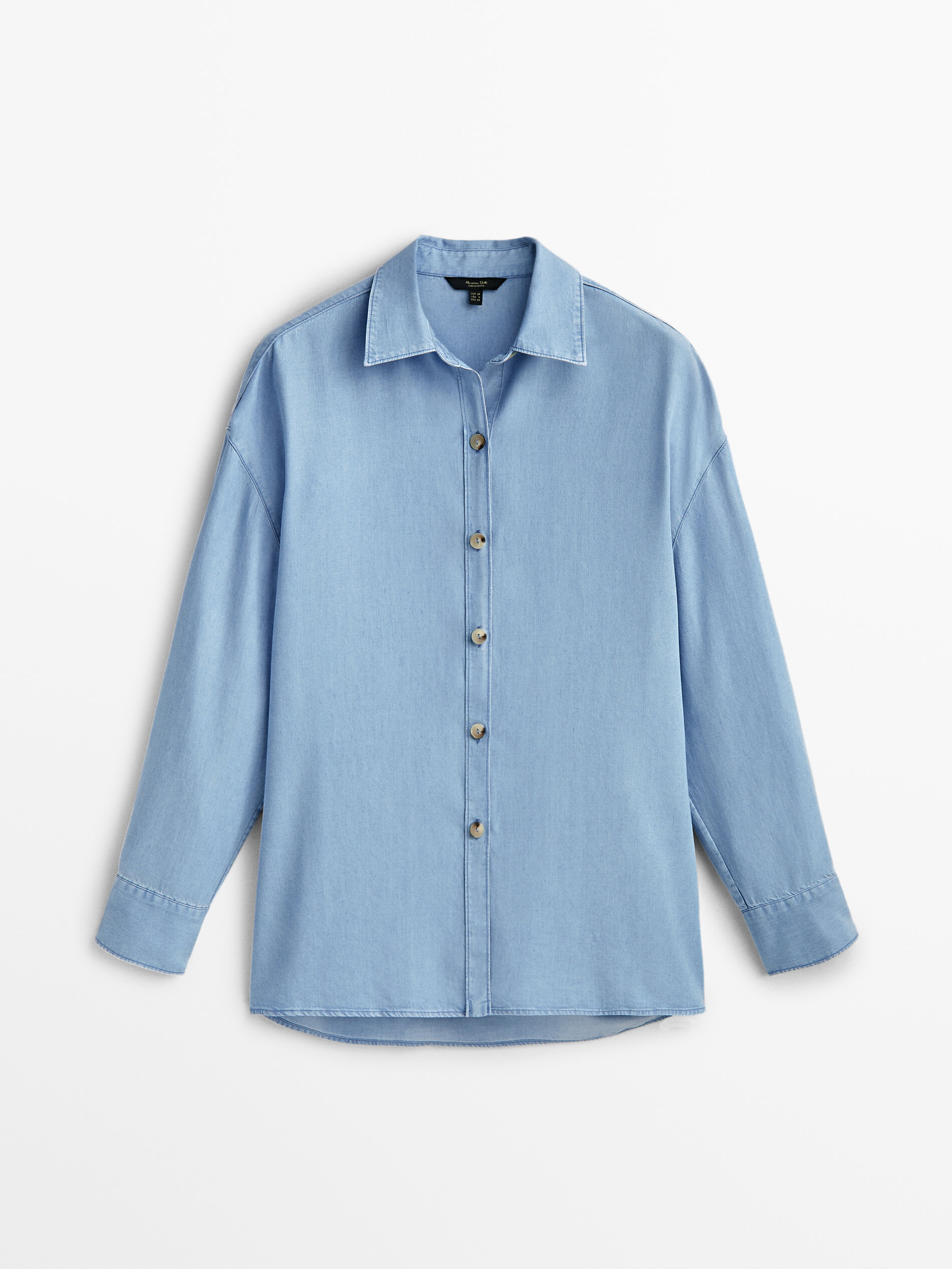 Camisa fluida com efeito jeans - AZUL MÉDIO