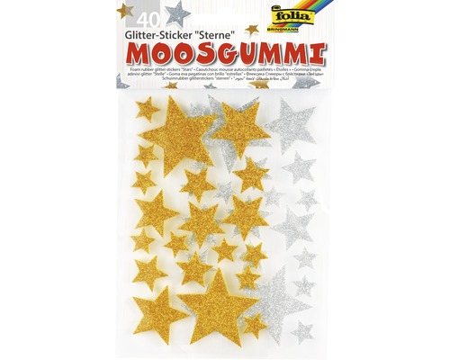 Glitterstickers van schuimrubber met sterren, 40 stuks.