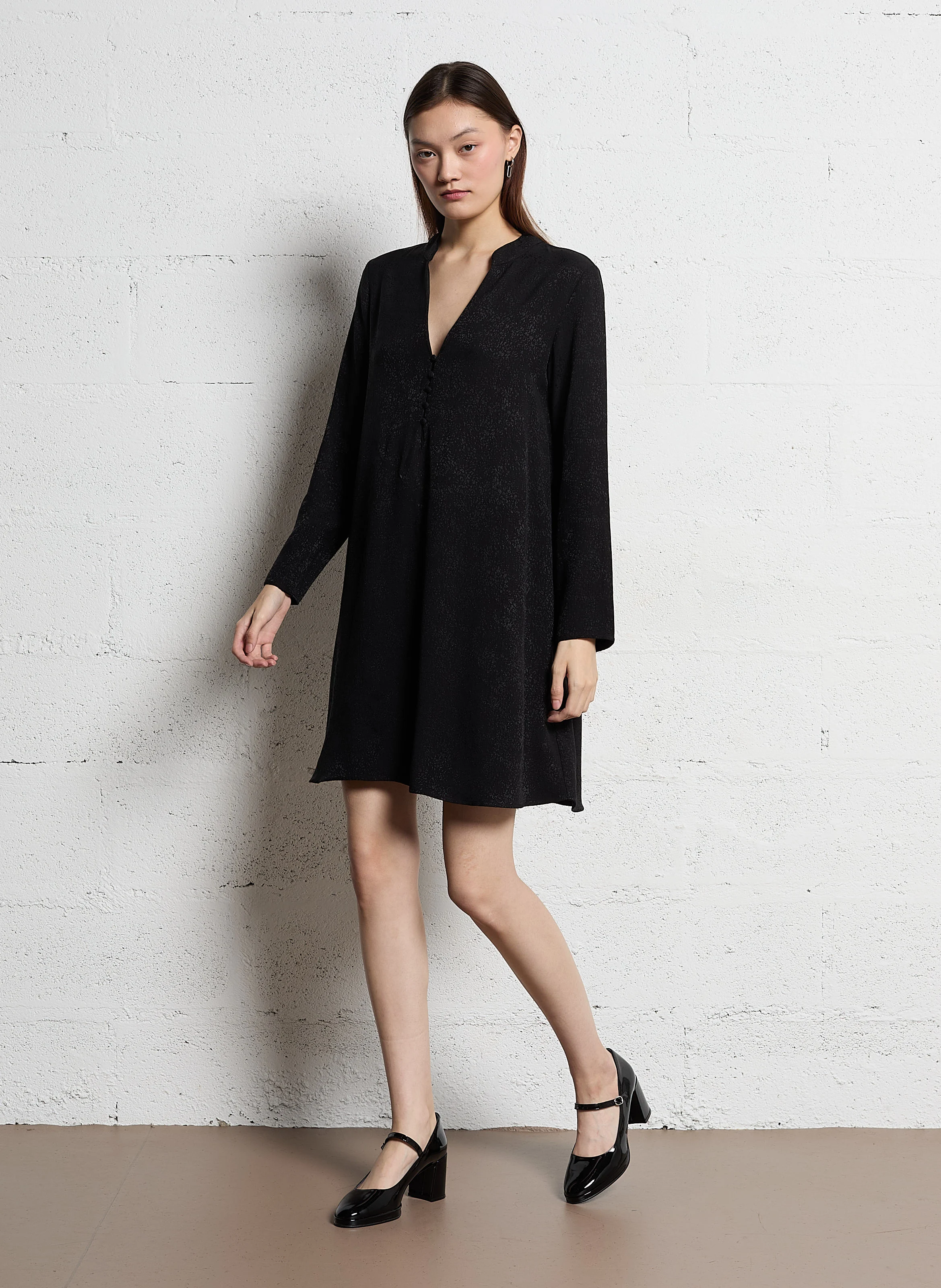 MISTY - Robe courte jacquard | Noir