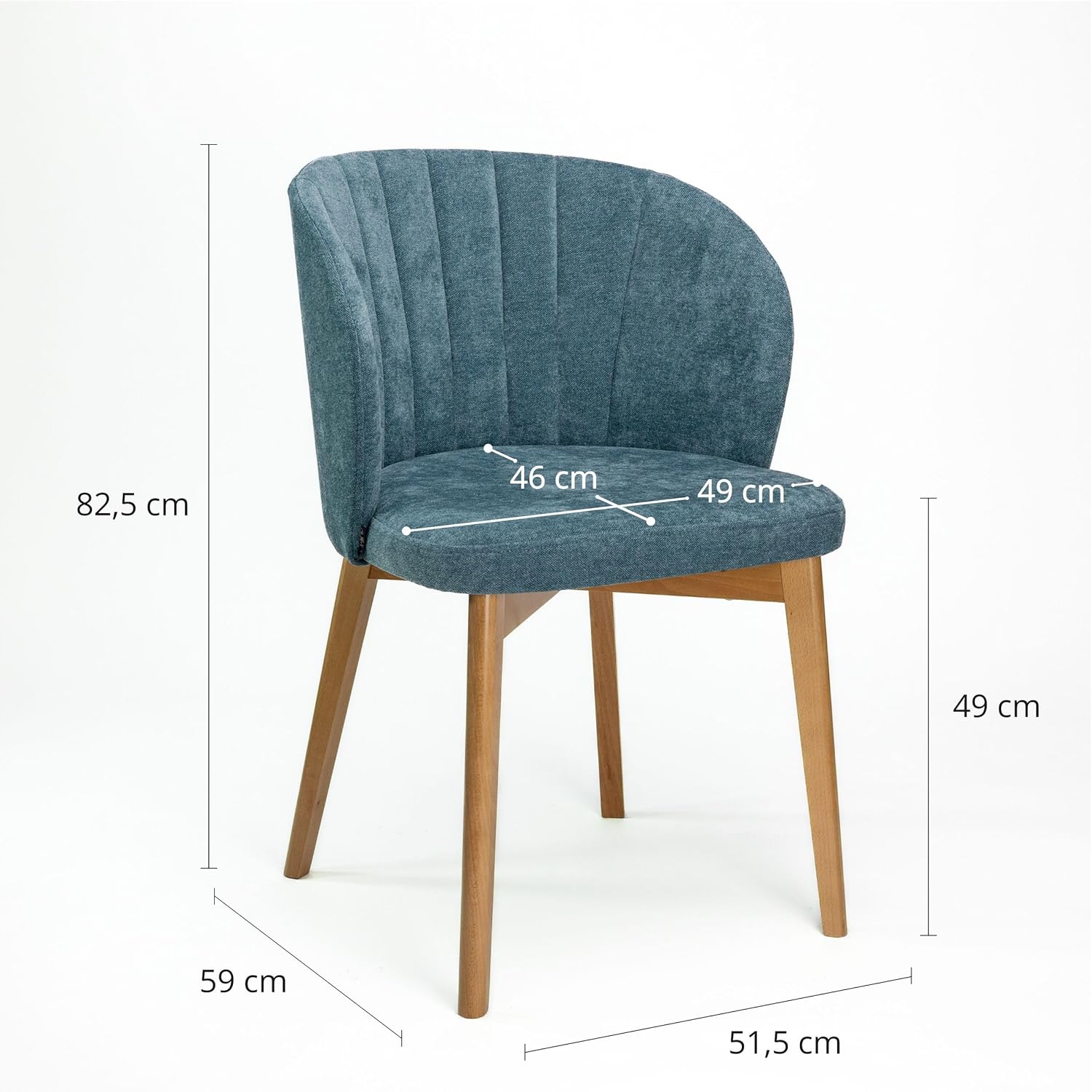 Esszimmerstuhl Leona - 1.Stück - Esstisch Stuhl in Blau mit Armlehne - Küchenstuhl - Posterstuhl - Essstuhl - Esstischstuhl für Küche, Wohnzimmer, Esszimmer, Büro - Storm 72