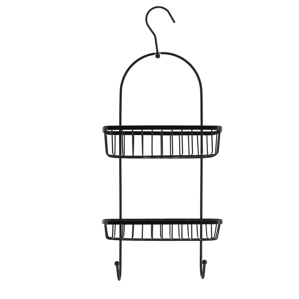 Serviteur de douche 2 paniers métal noir 22.5x55x10cm