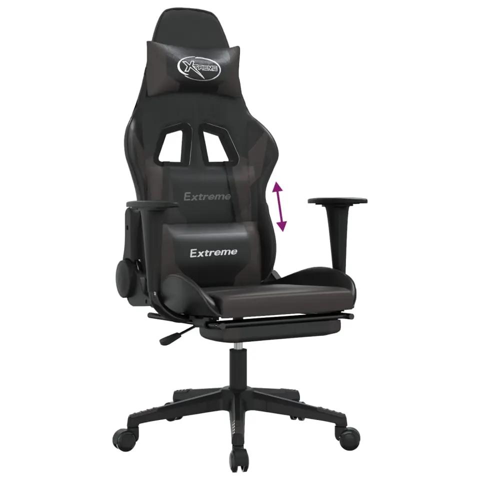 vidaXL - Gamingstoel - Grijs - Kunstleer