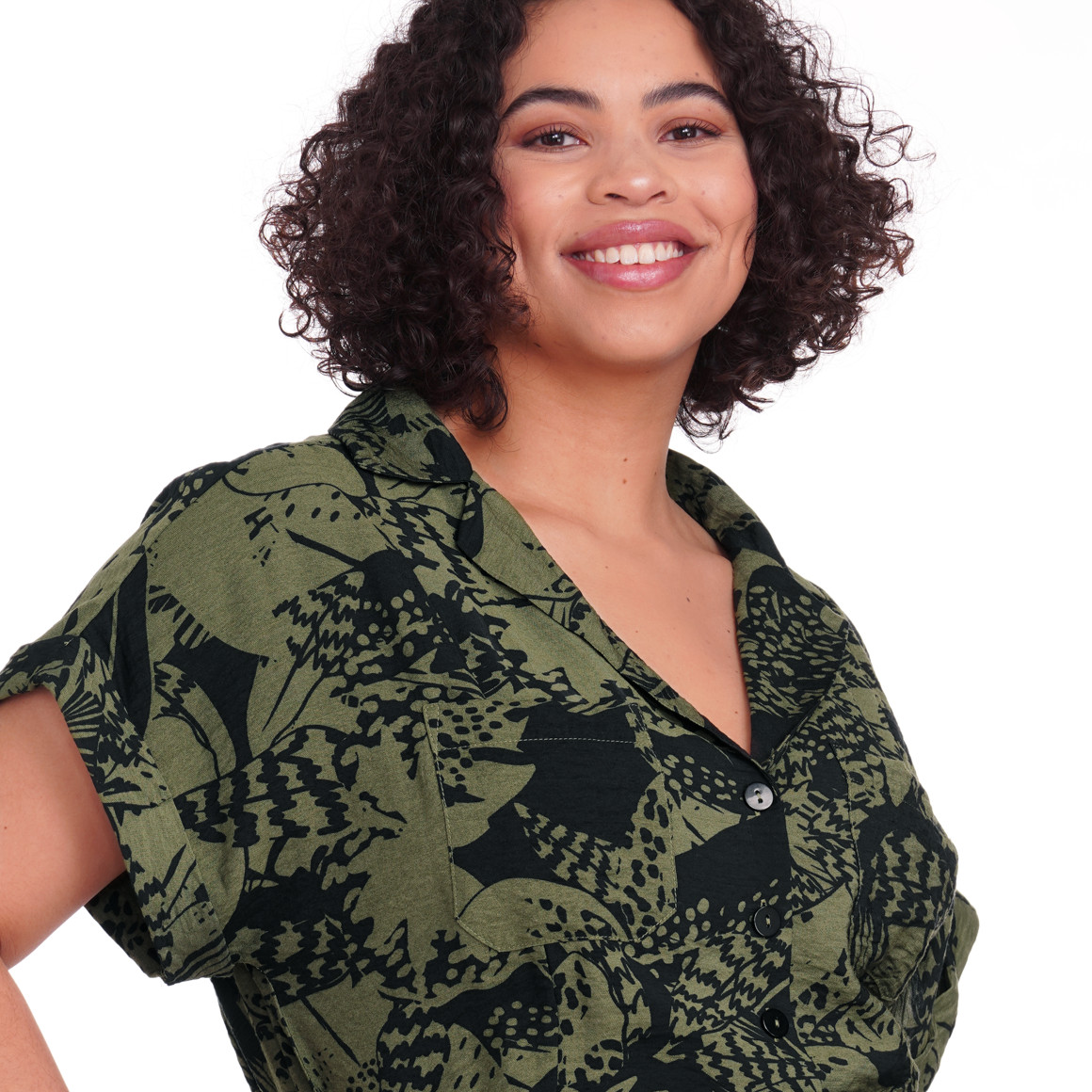 Gina Benotti Damen Jumpsuit mit Allover-Print oliv / schwarz