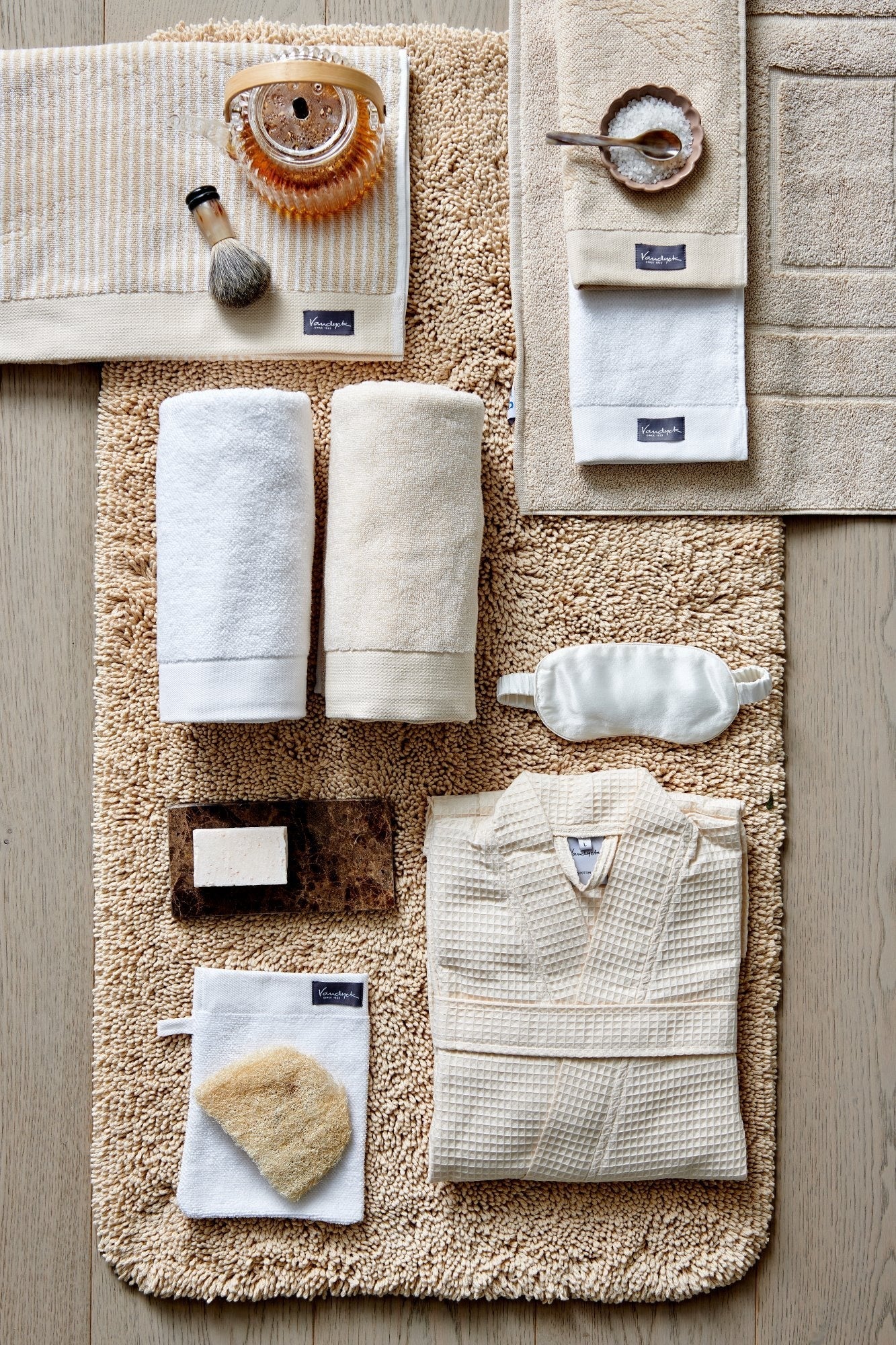 Washand Home Petit Ligne Bleached Sand | Beige | Geel | Katoen